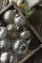 Kerstbal Glas Metal Chips | Grey | Large | IB Laursen