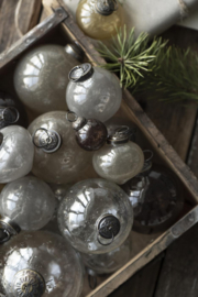 Kerstbal Glas Metal Chips | Grey | Medium | IB Laursen