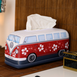 Tissue Box VW T1 Bus Hibiscus | Neoprene Rood/Wit