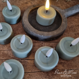 LED Waxinelichtjes Real Flame B-Keus | Salvie Green | 2 stuks | Ø:4 x 4,5 cm | Deluxe Homeart