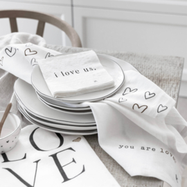 Theedoek Katoen/Linnen | LOVE ♥ | Wit/Zwart | Bastion Collections