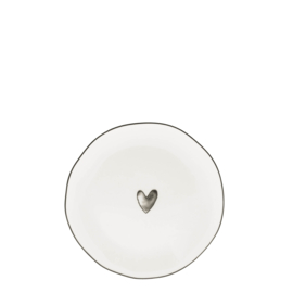 Side Plate Watercolour Heart | 13,5 cm | Zwart | Bastion Collections