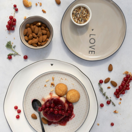 Ontbijt- Dessert Bord | LOVE ♥ | Ø:19 cm | Titane/Zwart | Bastion Collections