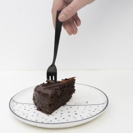 Ontbijt- Dessert Bord | Love at first Bite | Ø:19 cm | Wit/Zwart | Bastion Collections