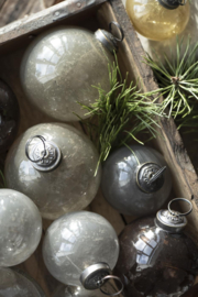 Kerstbal Glas Metal Chips | Grey | Small | IB Laursen