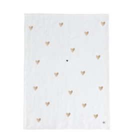 Theedoek Katoen/Linnen | Hearts | Wit/Caramel | Bastion Collections