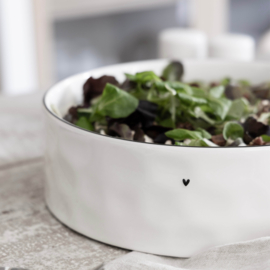 Salade Bowl Heart | Ø: 27 x 8 cm | Wit/Zwart | Bastion Collections