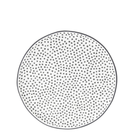 Ontbijt- Dessert Bord | Little Dots | Ø:19 cm | Wit/Zwart | Bastion Collections