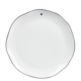 Breakfast Plate | Little Heart ♥ | Wit/Zwart | 23 cm | Bastion Collections