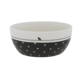 Fruitbowl | Hearts en Bird |  Ø: 12 cm | Wit/Zwart | Bastion Collections