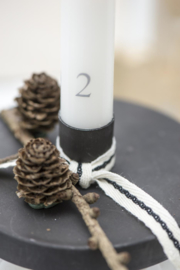 Korte Diner Kaarsjes Advent 1-24 | Ø:2,2 cm | Wit/Grijs | IB Laursen