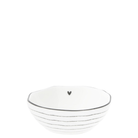 Saus Bowl | Heart & Stripes | Small Ø:8cm | Wit/Zwart | Bastion Collection