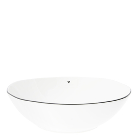 Salade Bowl | met Hartje | Large Ø:27 | Wit/Zwart | Bastion Collections