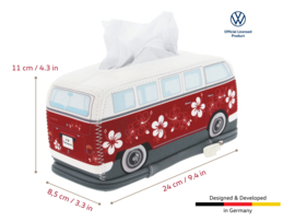 Tissue Box VW T1 Bus Hibiscus | Neoprene Rood/Wit