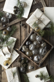 Kerstbal Glas Metal Chips | Grey | Large | IB Laursen