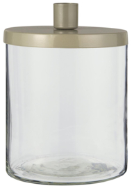 Kandelaar Glas met Metalen Deksel | voor Kaars Ø:2,2 cm | Grijs | IB Laursen