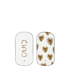 Oval Plate XS Hearts | 16x8 cm | Caramel/Brown | Bastion Collections