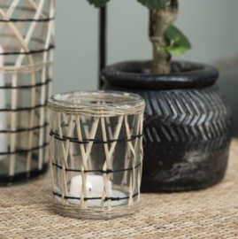 Candle Holder Bamboo Braid | Medium | 9,7 x Ø: 7,3 cm | IB Laursen