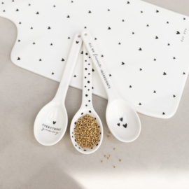 Food Spoon | Hearts | 16 cm | Wit/Zwart | Bastion Collections