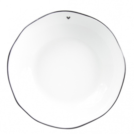 Soup Plate | Little Heart ♥ | Wit/Zwart | Ø:21 cm | Bastion Collections