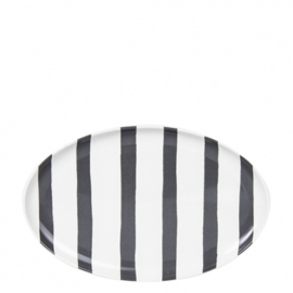 Schaal Ovaal | Stripes | Wit/Zwart | Bastion Collections