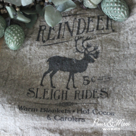 Kerst Shabby Doek | Reindeer Sleigh Rides | 30 x 45