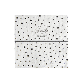 Servetten Dots 'Smile' | Small | 20 stuks | Wit/Zwart | Bastion Collections 