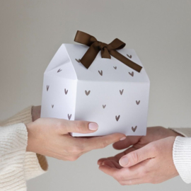 Gift Box with Hearts Brown | 13,5x17,5 cm | Bastion Collections