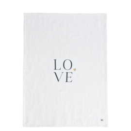 Theedoek Katoen/Linnen | LOVE ♥ | Wit/Zwart | Bastion Collections