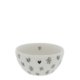 Bowl Mini | Heartflower | Ø:6 x 3 cm | Wit/Zwart | Bastion Collections