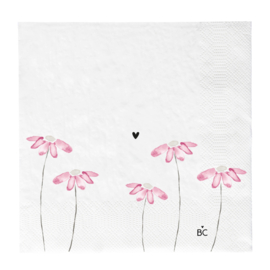 Servetten Flowers Rose | Large 20 pcs 16,5 x 16,5 cm | Bastion Collections