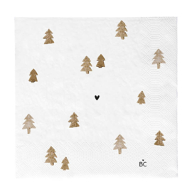 Servetten Xmas Trees  Brown | Large 20 pcs 16,5 x 16,5 cm | Bastion Collections