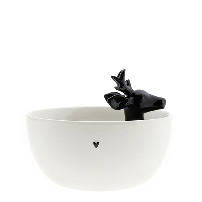 Bowl with Black Deer | Ø:15 cm | Bastion Collections