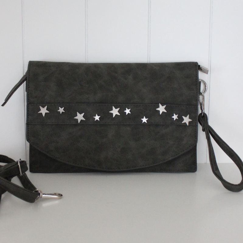 Messing Gering Volharding Schoudertasje - Clutch | Sterren Studs | Army Green | Tassen | Puur & Mooi  wonen