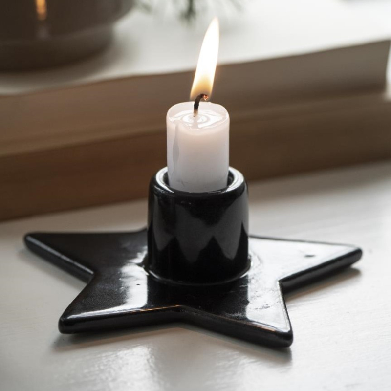 Candleholder Star | Black | voor kaars Ø: 2,2 cm | IB Laursen