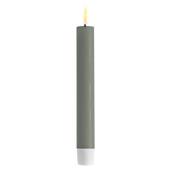 LED Dinner Candle set 2 stuks | Salvie Green | Ø:2,2 x 15 cm | Deluxe Homeart