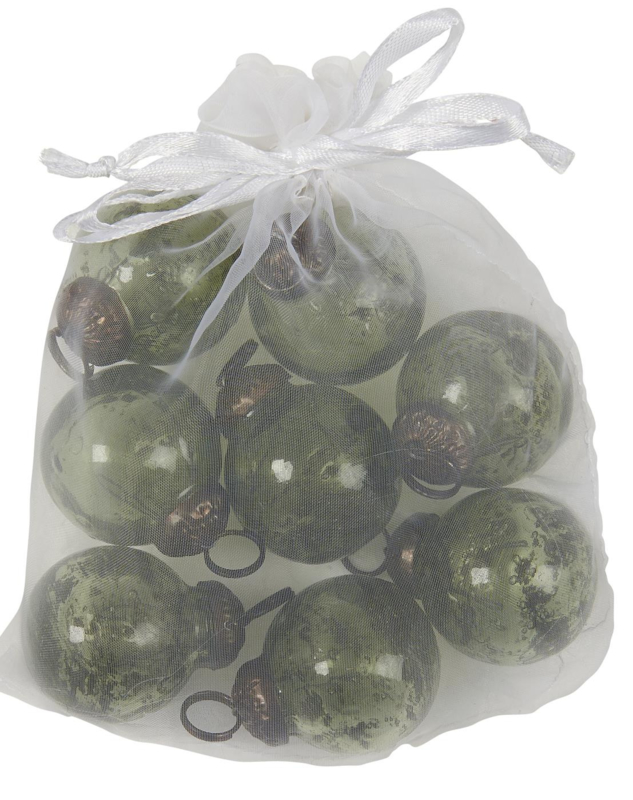Kerstballen Mini Metal Chips | Moss Green | Zakje 7 stuks | IB Laursen