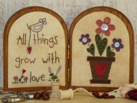 Tweeluikje 'All things grow with love' materialenpakketje + patroon