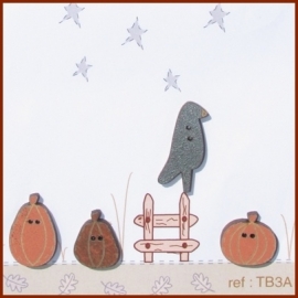 Crow Perched On Top Of Pumpkins - TB3A