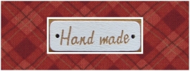 Houten label 'handmade' wit