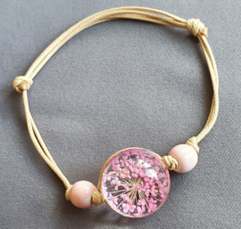 Armband droogbloem - roze