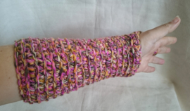 Gehaakte armwarmers - Roze gemeleerd