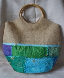 Jute patchwork tas