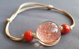 Armband droogbloem - rood