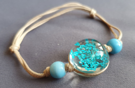 Armband droogbloem - lichtblauw