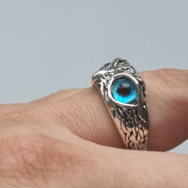 Ring Uil - blauwe ogen