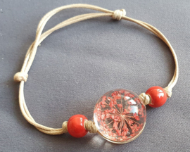 Armband droogbloem - rood