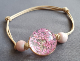 Armband droogbloem - roze