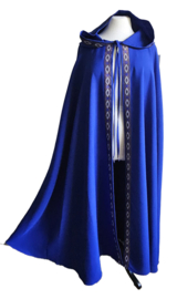 Blauwe cape met sierband - koper