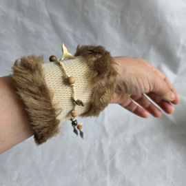 Elastische Polsband Fake Fur - Beige/lichtbruin